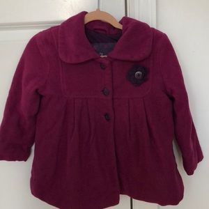 Girls 5T Soft Fleece Purple Pea Coat with flower